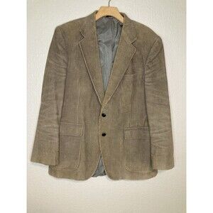 Vintage The Men’s Store Jacket Blazer 42R Taupe Gray Corduroy Cotton 2 Button